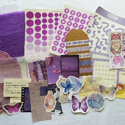 

[150+ pcs] Journal Kit Tema Warna Biru Ungu Hijau Pink Kuning