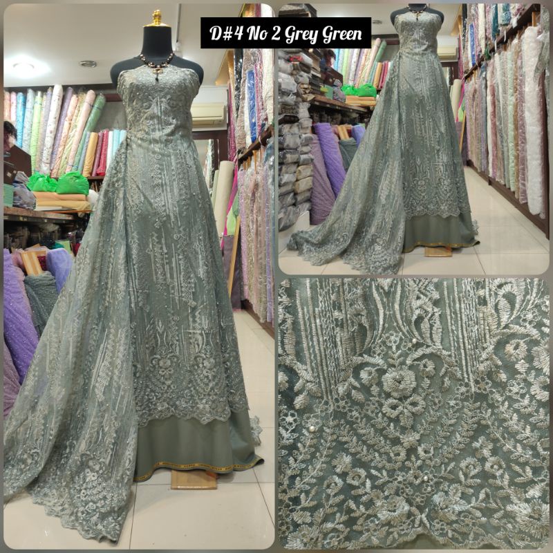 Kain Tile Brokat Majestic Rain Dress A D#4 No 2 Grey Green.