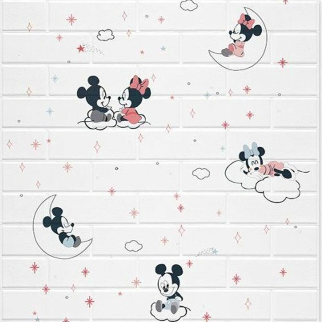 BISA COD!! Wallpaper 3D FOAM / Wallfoam Dinding 3D Motif Bata Premium High Quality 3mm TERMURAH!-Mickey Mouse