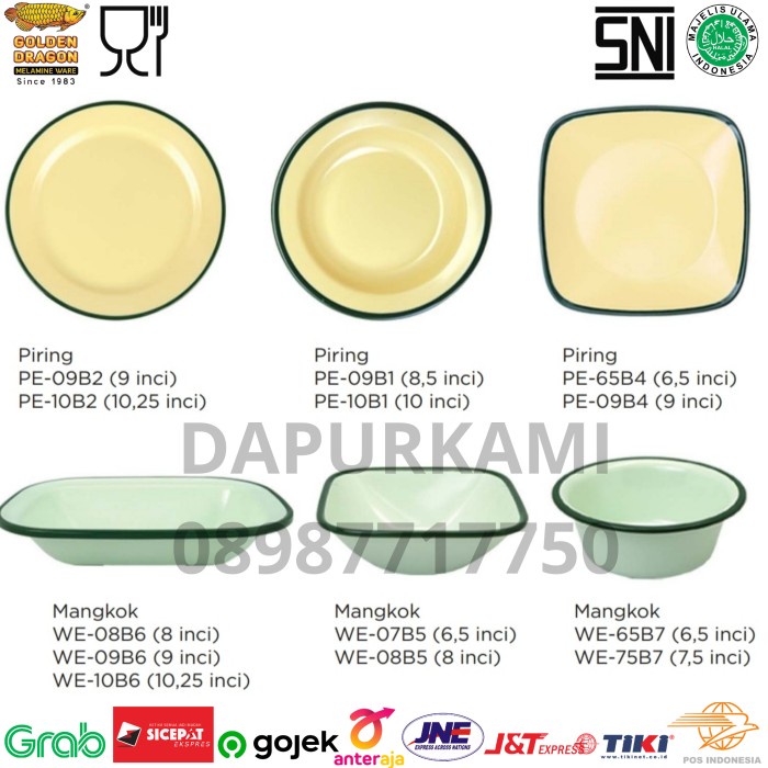 L.Maryanne Piring Enamel Melamin Golden • 6Pcs Piring Melamin Enamel (B) - We-75B7