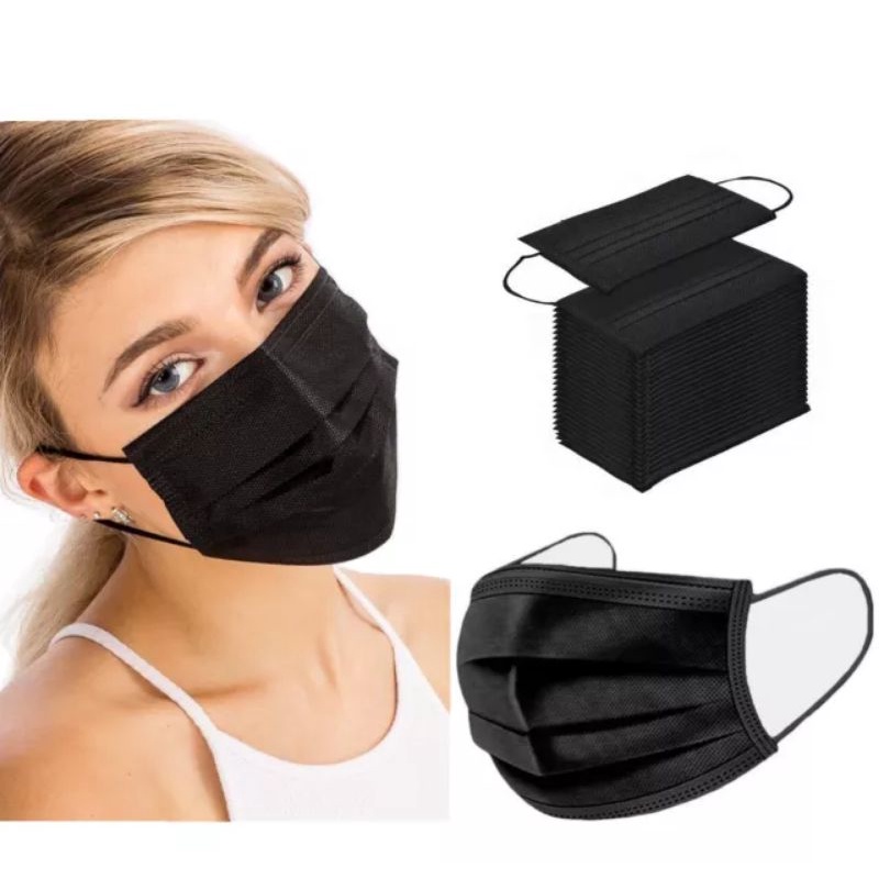 [KOINACC] Disposable MASKER 3ply earloop protective mask/musk hitam &amp; biru 1 pack 10pcs