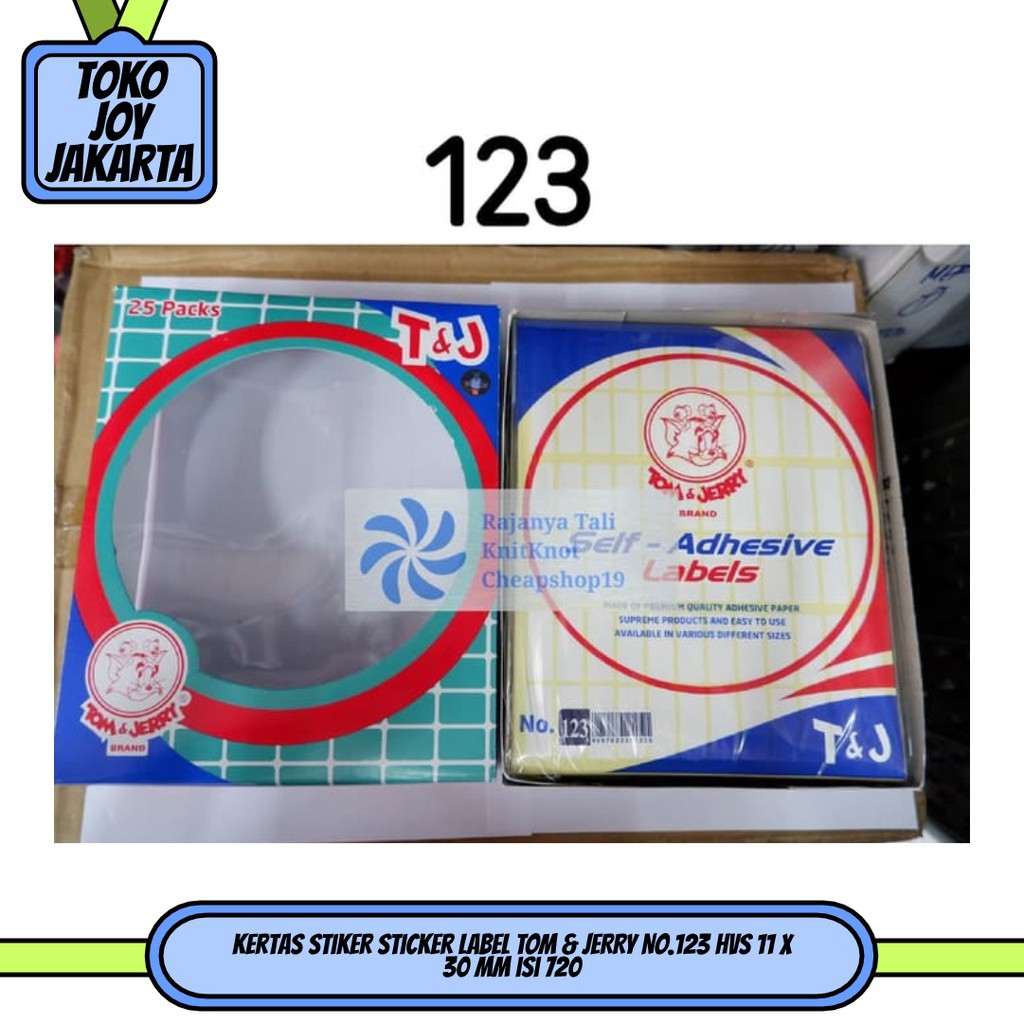

Kertas Stiker Sticker Label TOM & JERRY No.123 HVS 11 x 30 mm isi 720