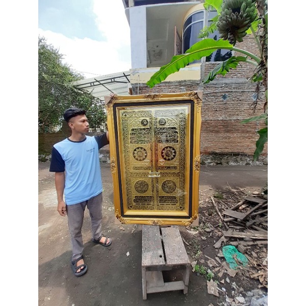 pintu kabah / pintu kabah logam asli / kaligrafi / hiasan dinding