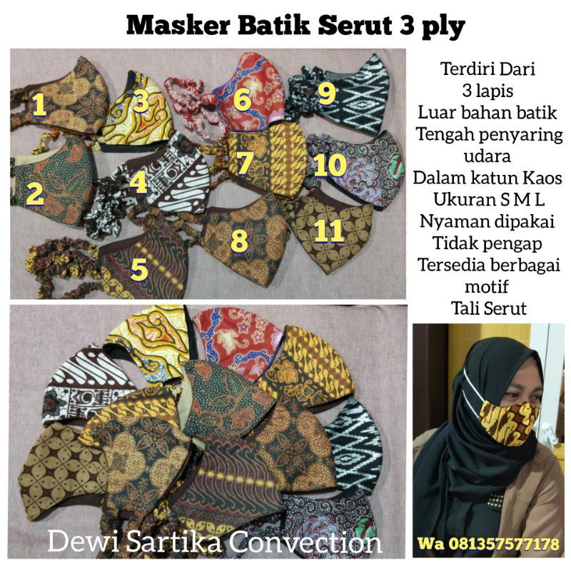 Masker Batik elegant 3 plg Serut