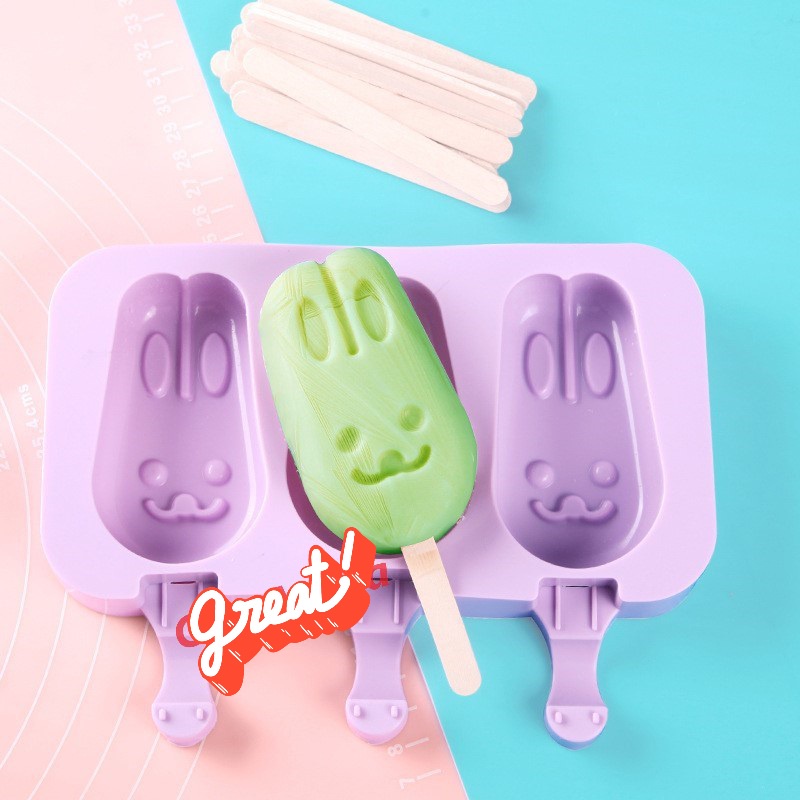 Cetakan Es Krim Silikon CES03 Karakter Jelly Pudding Popsicle Silicone Cetakan Es Lilin Ice Cream Stick