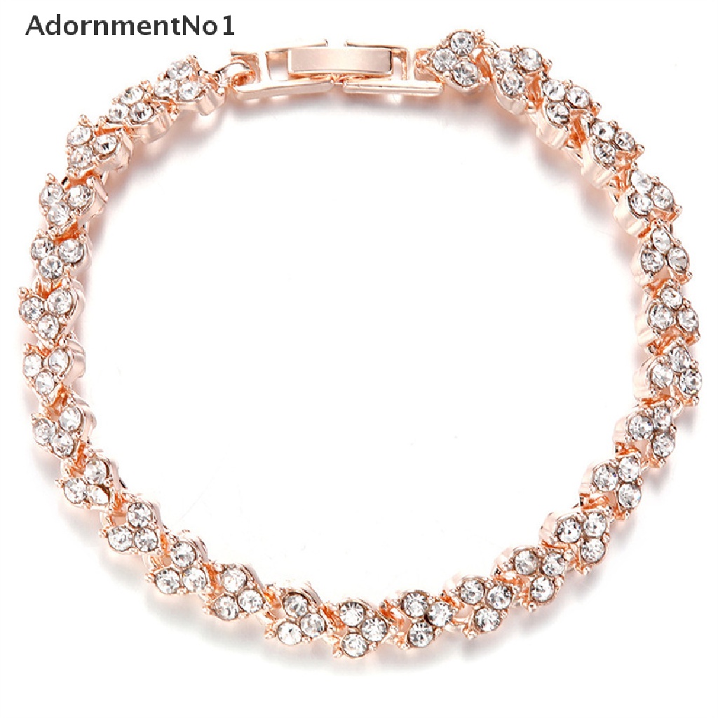 (AdornmentNo1) Gelang Tangan Fashion Aksen Zirconia Kubik 17cm Untuk Perhiasan Wanita / Pernikahan