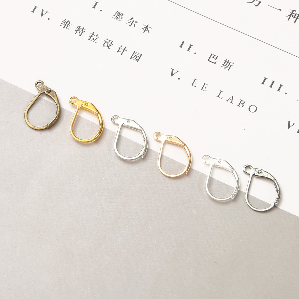 10pcs Anting Kait Bahan Rhodium/Perunggu/Emas/Perak Gaya Perancis Untuk Membuat Perhiasan Diy