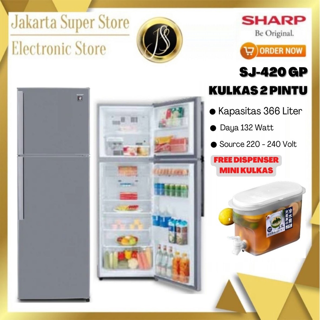 SHARP KULKAS 2 PINTU SJ 420 GP SD PLASMACLUSTER ION