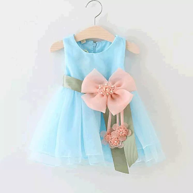 Dress Baby Perempuan Blue With Flower Big Bross