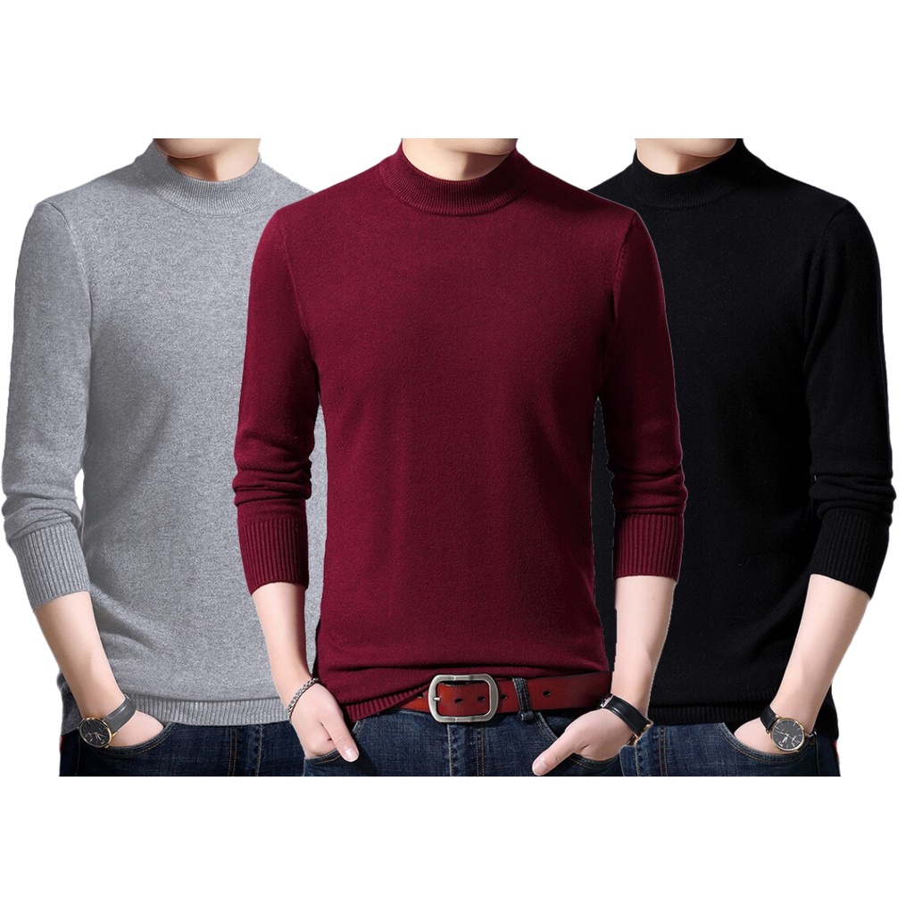 Sweater Turtleneck Pria Tangan Panjang Rajut Knit Tebal Halus Premium Realpict COD Free Ongkir Korean Style