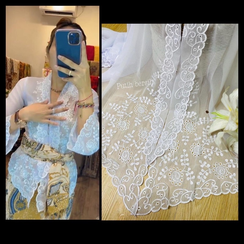Kain kebaya Bordir Putih 2 Motif special Putih
