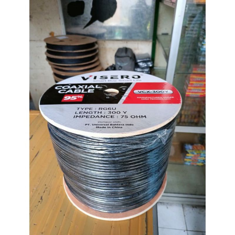 kabel cable visero rg6u rg 6u rg 6 panjang 300 yard  bagus murah