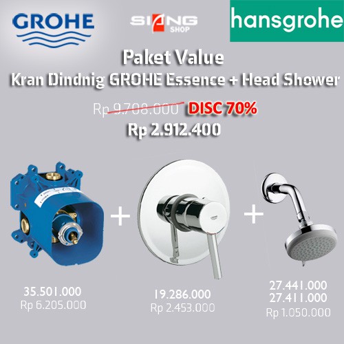 Paket Value Kran Tanam Grohe Essence + Head Shower hansgrohe