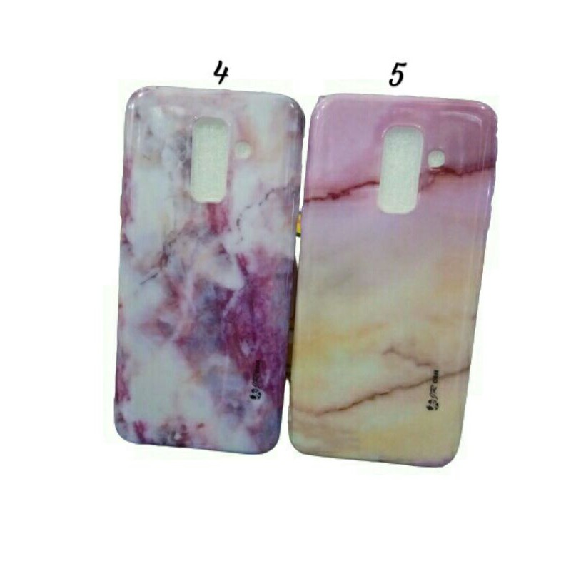 SAMSUNG A6 PLUS J8 2018 CASE MARBLE + TEMPERED GLASS CASING SOFTCASE