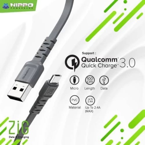 HIPPO ZiG Kabel Data Micro USB Fast Charging 3.0 -SATUAN ECERAN-