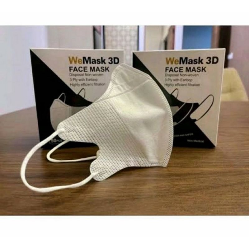 Masker WeMask Duckbill Warna Putih isi: 50pcs 3ply
