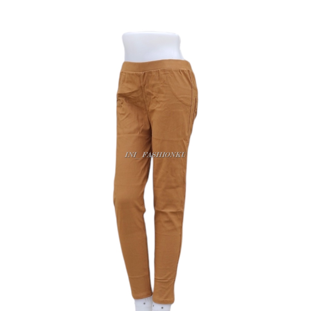 CELANA JEGGING POLOS TANPA RESELETING KARET PINGGANG|JEGGING JEANS WANITA KEKINIAN JUMBO DAN STANDAR|BISA COD