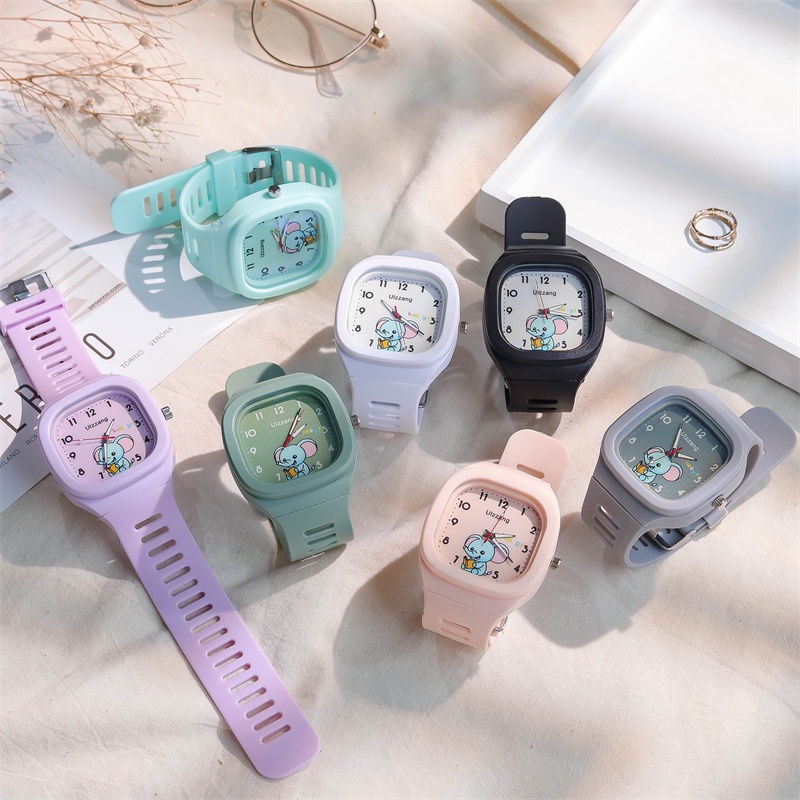 Jam Tangan Pria Appearance New Style Fashionable Personality Square Watch Women's Ins Cute Small Fresh Unicorn Girls Electronic