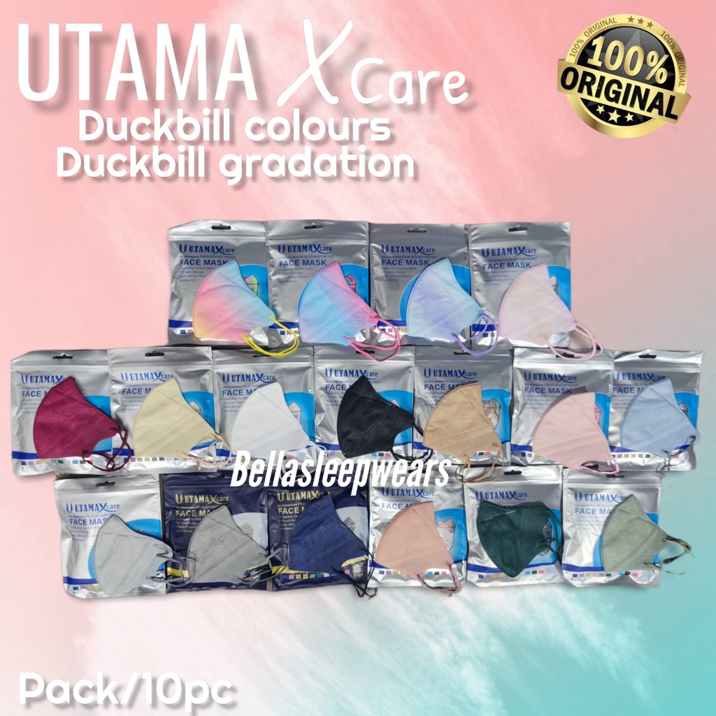 UTAMA X CARE DB PACK/10 - MASKER DUCKBILL 3PLY UTAMA EMBOS KEMENKES WARNA WARNI &amp; GRADASI GRADATION