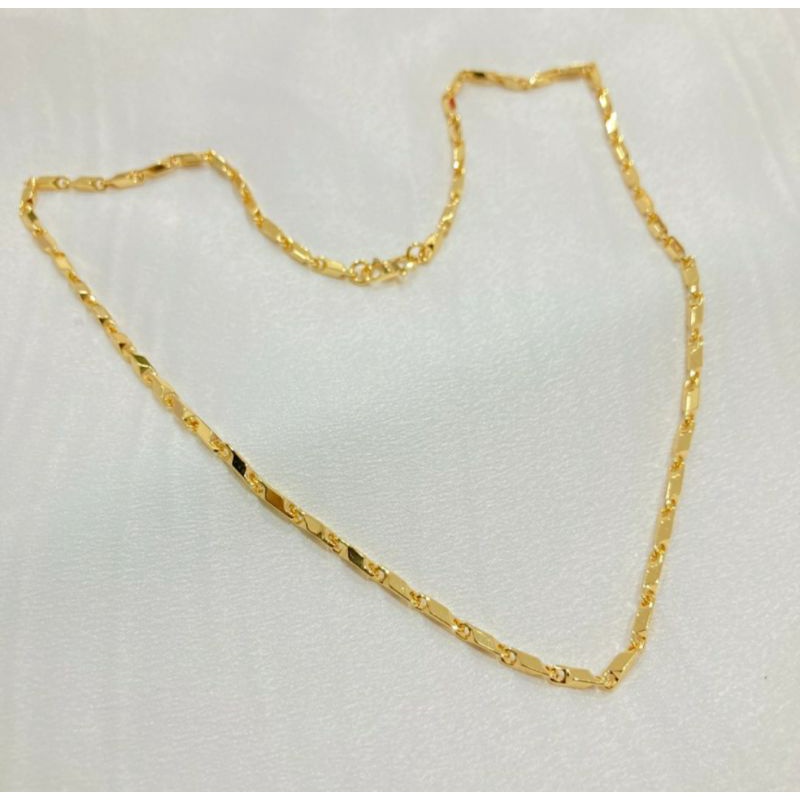 kalung titanium dewasa / kalung balok mini / kalung warna gold