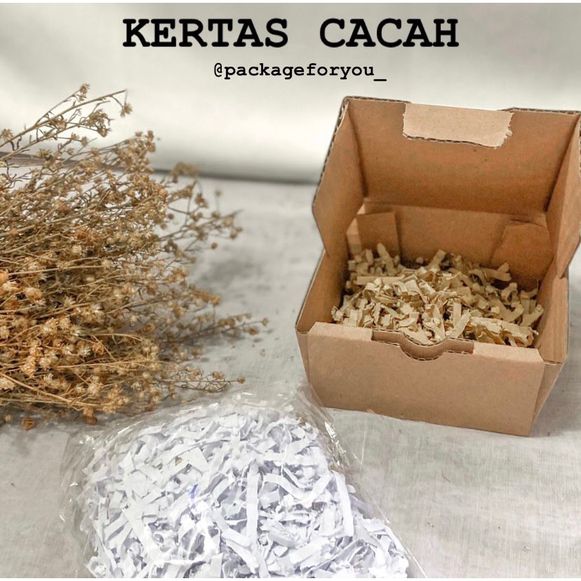 KERTAS SERUT PACKING CACAH SHREDDED PAPER HAMPERS CRAFT KRAFT COKLAT KARDUS PACKAGING POTONGAN 50 GR