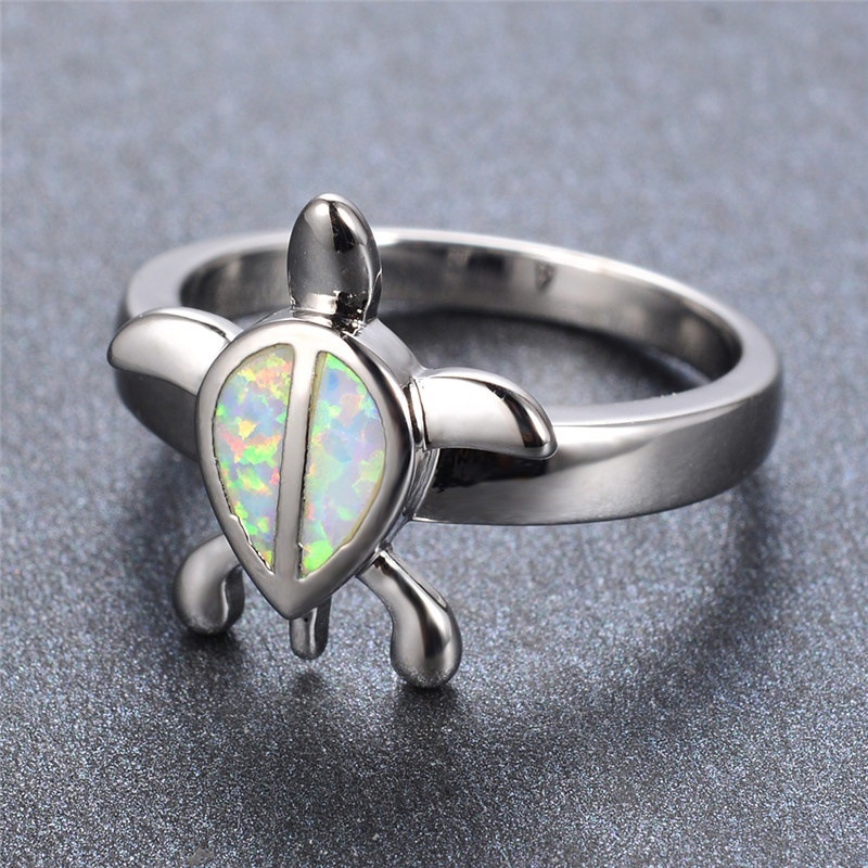 New cute animal turtle opal fashion ring