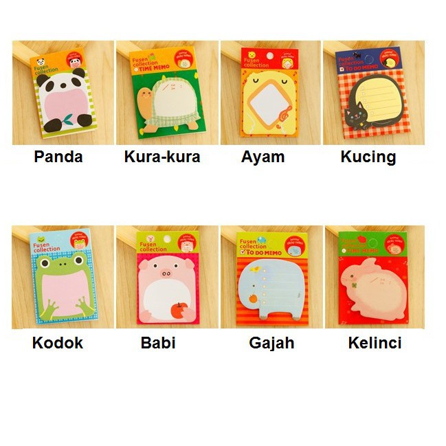 INFY - Kertas Memo Karakter Stationary / Sticky Notes Memo Animal / Memo Note R457