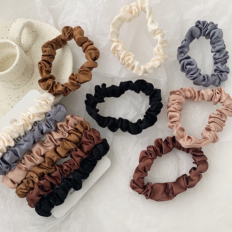 [✅READY STOCK] 1 Set 6pcs/Ikat Rambut COD Ponytail Scrunchie Kain Satin Sutra Elastis Tali Rambut  Wanita  Penjualan Panas Mode