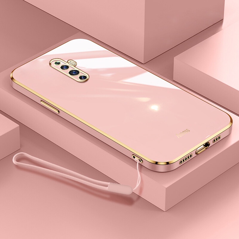 Soft case Silikon Plating Desain AnDyH Dengan lanyard Untuk OPPO Reno 2F 2Z