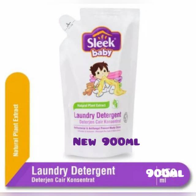 SLEEK Baby Laundry Detergent Deterjen Cair - Refill 900 ml