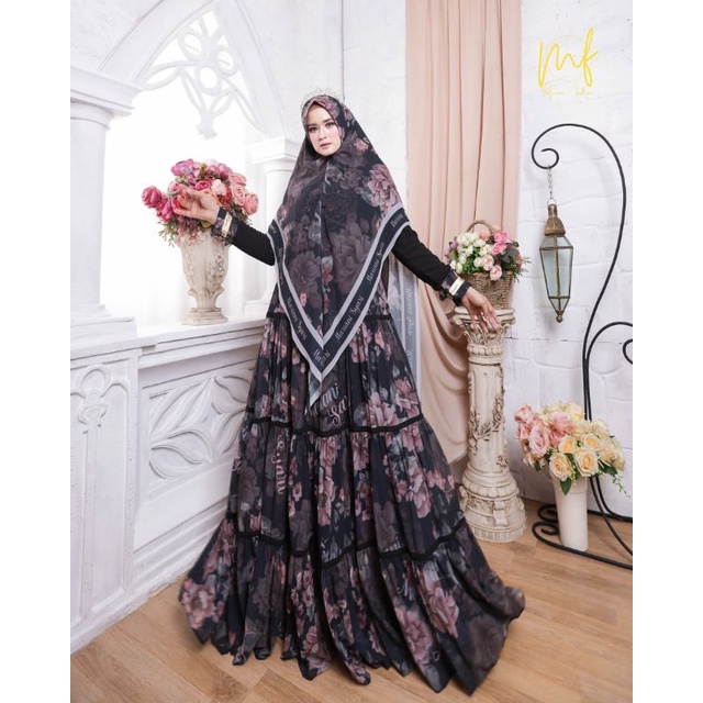 Safitri Syar'i Ori by Mariani Fashion / Gamis Set Syar'i / Gamis Pesta / Gamis Syar'i Mewah / Baju Syar'i Terbaru / Muslimah Branded Wear-4