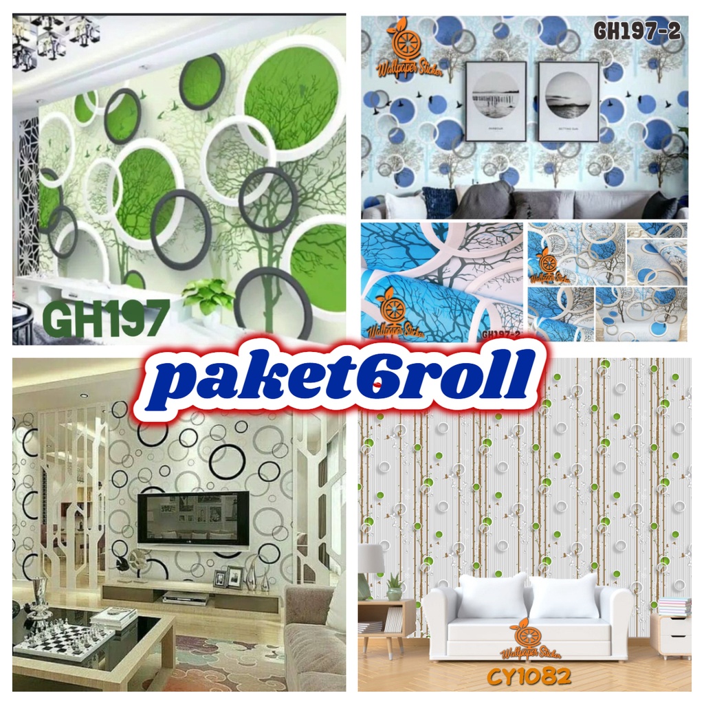 COD PROMO- PAKET Wallpaper Dinding 6ROLL Motif POLKADOT PUTIH Premium High Quality/Elegant/Modern Best Seller