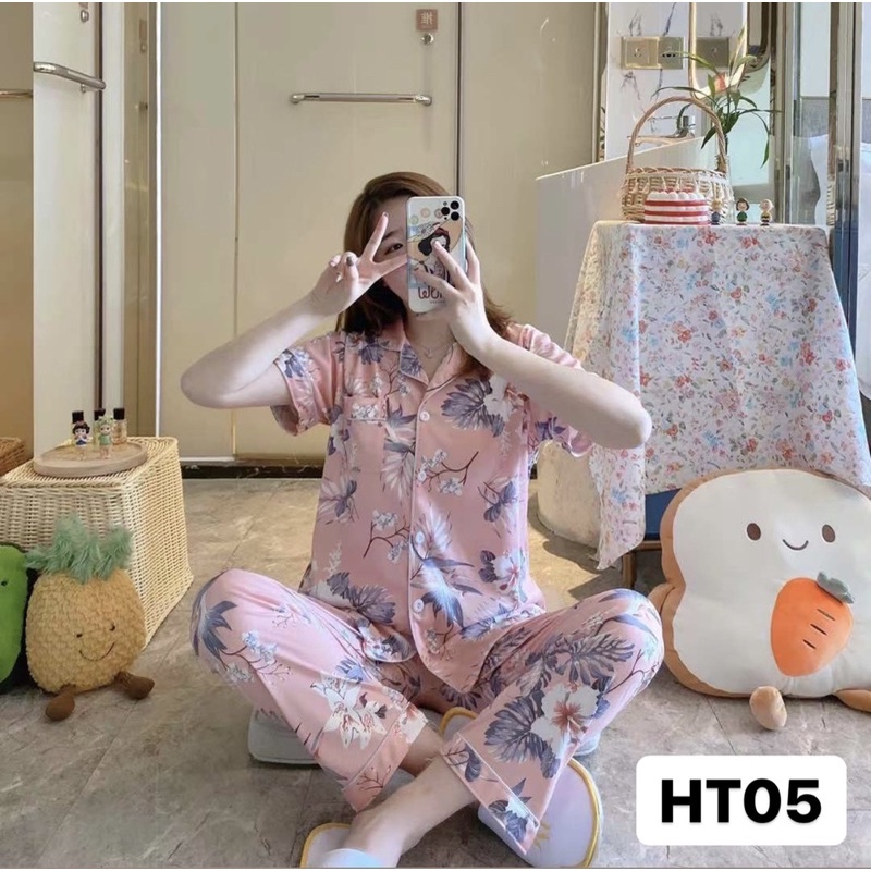 BAJU TIDUR PIYAMA SET KEMEJA CP LENGAN PENDEK CELANA PANJANG IMPORT PREMIUM BANYAK MOTIF Kode HT-4