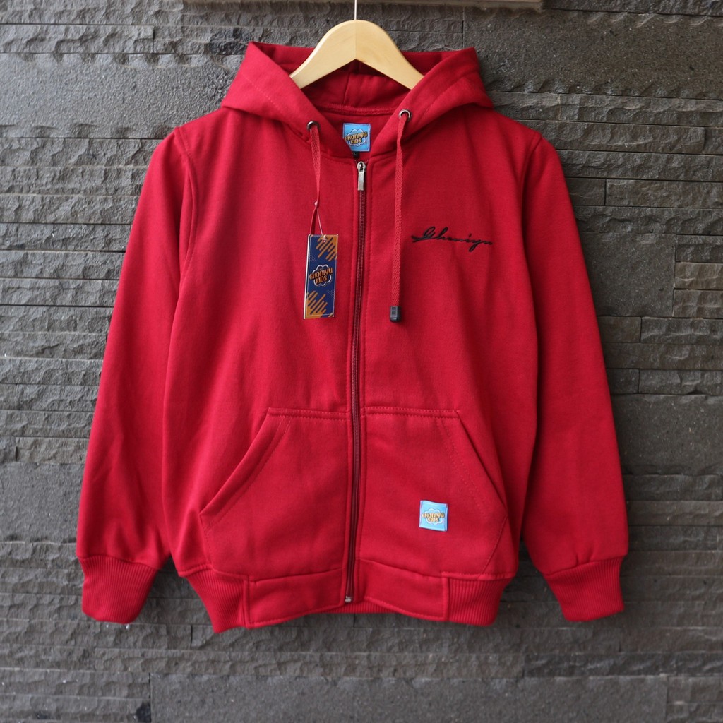 Jaket Sweater Anak Ghoniyu Kids Logo Bordir Zipper Hoodie Anak Laki-laki Perempuan