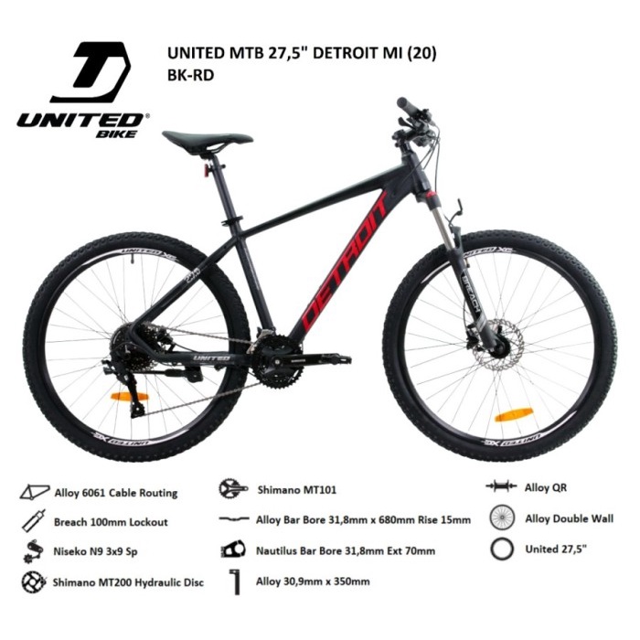 Sepeda Gunung - MTB Bike United Detroit MI - Hitam - Merah