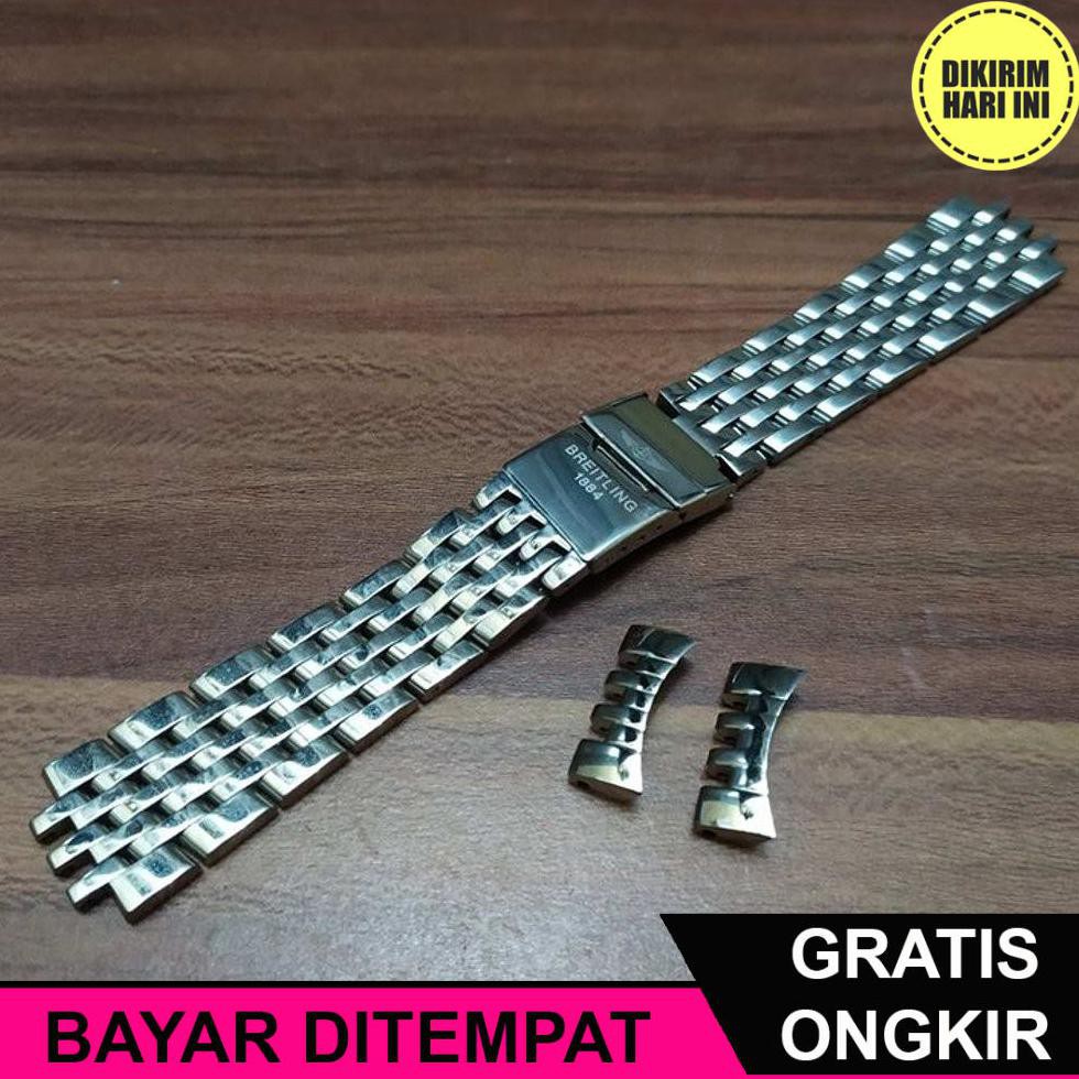 (BAYAR DITEMPAT) OE5651 RANTAI TALI JAM TANGAN BREITLING 1884 24MM CURVED STAINLESS STEEL