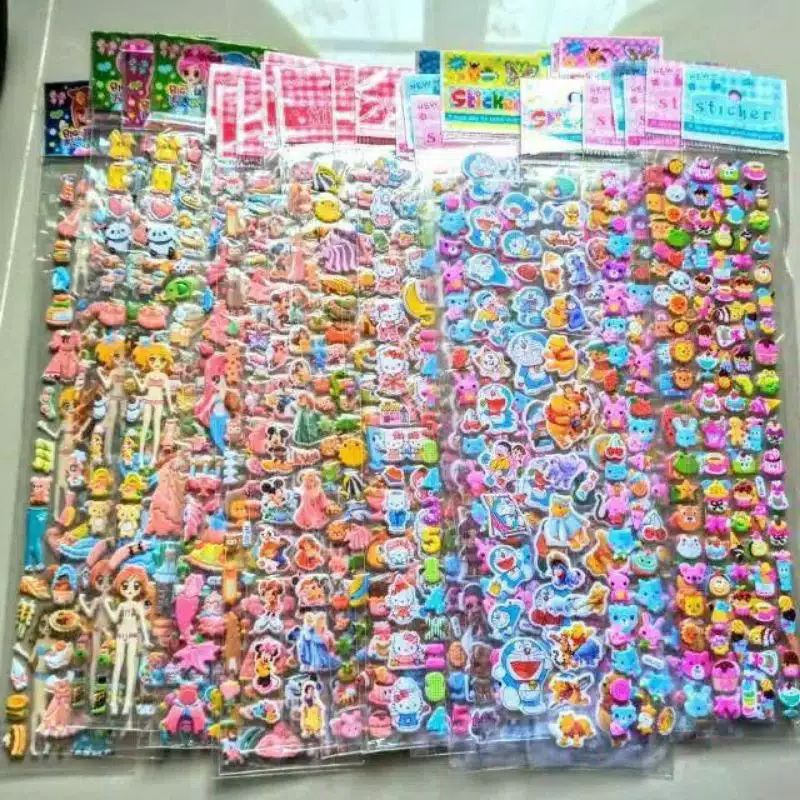 

(Isi 1 Lembar) Stiker timbul 3D panjang dengan berbagai karakter