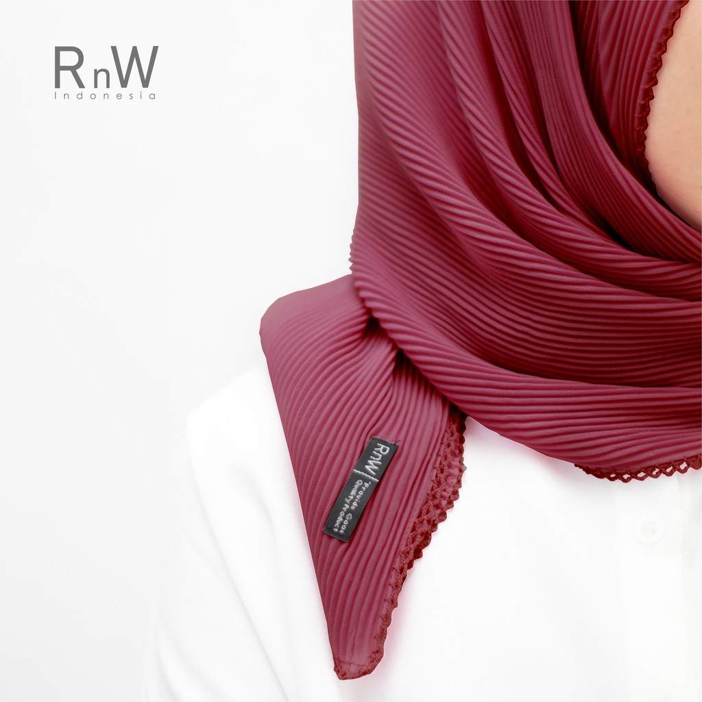NEW YEAR SALE Pashmina Plisket Crochet Premium-Maroon