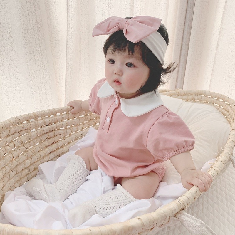 HNK SETELAN BAYI | JUMPER NEBORN | JUMPER PENDEK | JUMPER LENGAN PENDEK  + HEADBAND