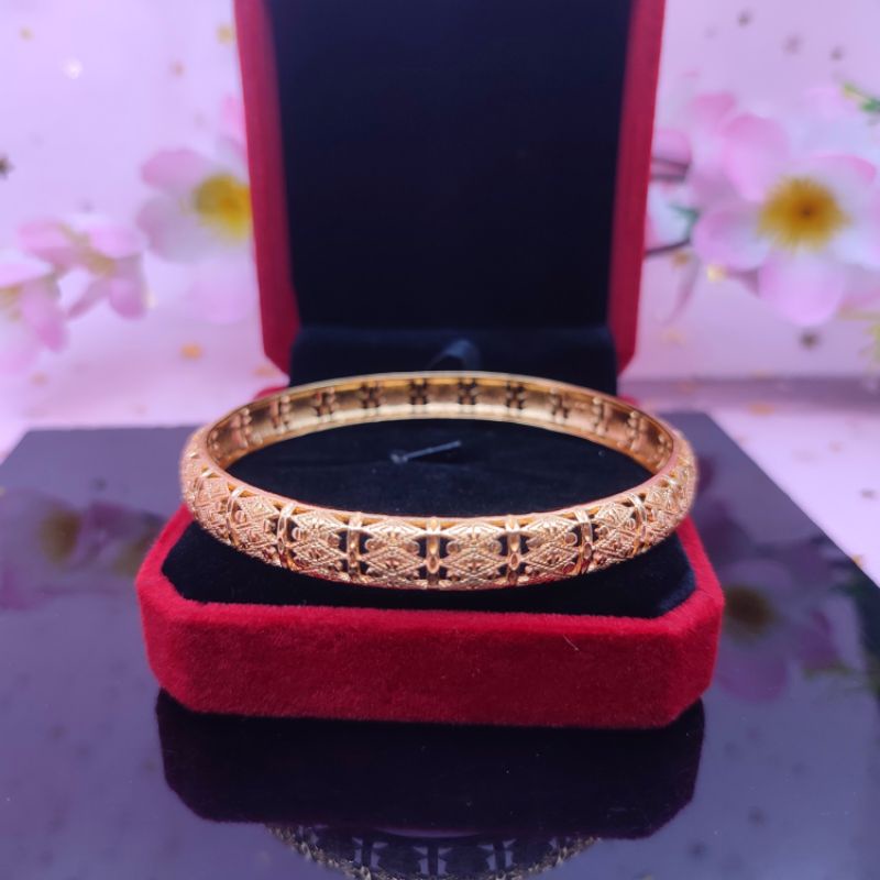 Gelang bangkok wanita Dubai dewasa lapis emas [ diameter 6,8 cm] COD