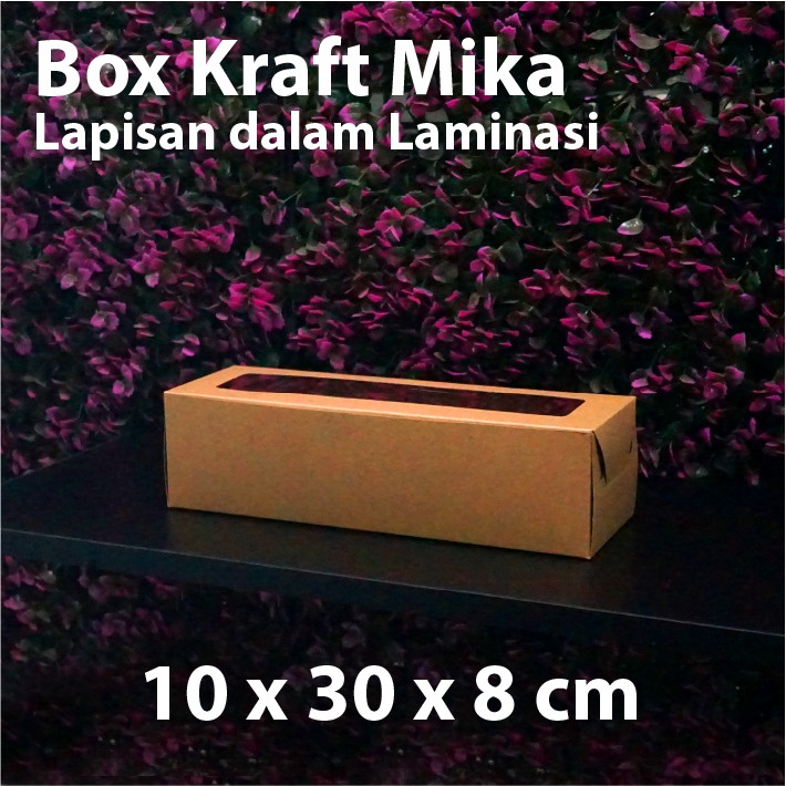 Dus Kraft 10 x 30 x 8 cm dengan Mika - Box Cake Coklat Snack