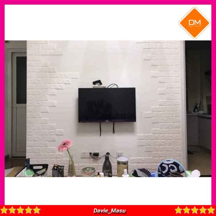 Wallpaper Foam Dinding Bata Putih 3D White Brick Panel - Kuning QJ 210