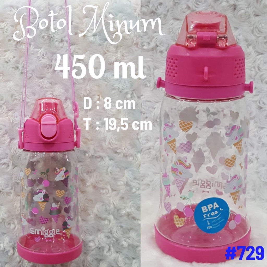 Botol Minum Smiggle / Tempat Minum Anak Sedotan Smiggle Tali Panjang Unicorn