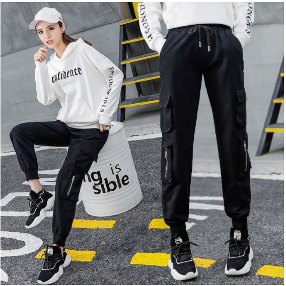 Celana Cargo Silinder Longgar Skinny untuk Wanita Warna Celana Cargo Silinder Longgar Skinny untuk Wanita Warna