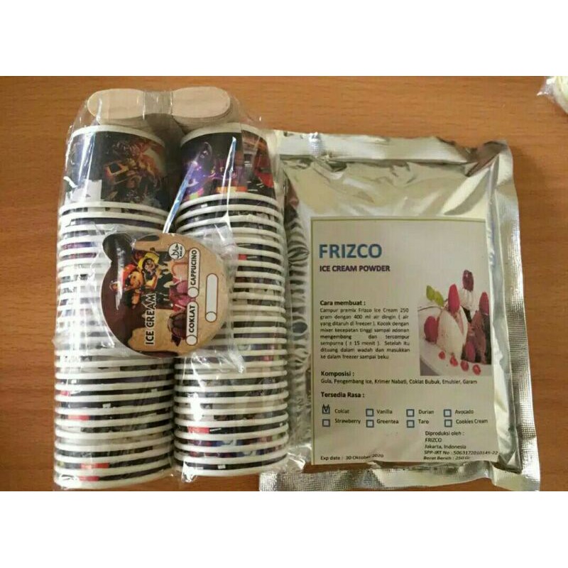 

paket usaha es krim cup 50 ml frizco 250 gr