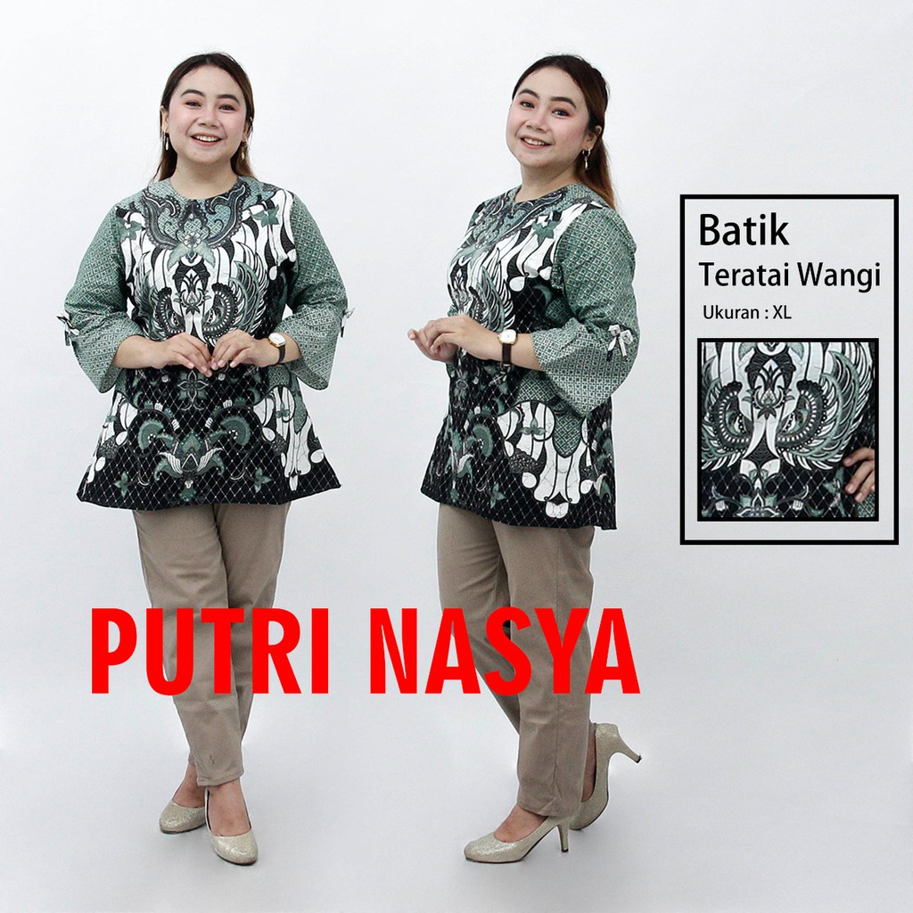 Blouse Jumbo Batik / Atasan Wanita Jumbo Batik SizeS-M-L-XL-XXL-3L-4L-5L Model Lengkap Seragam Batik