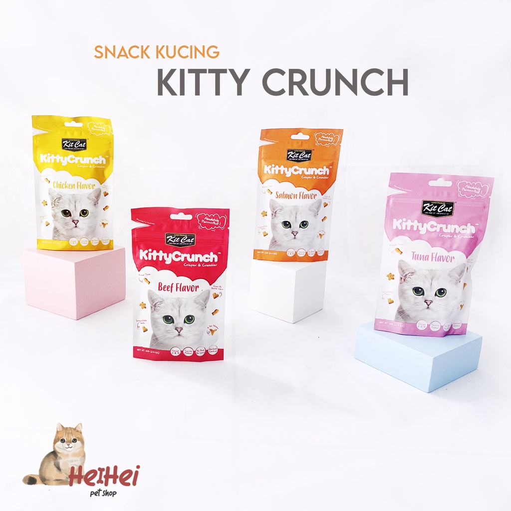 Kit Cat Kitty Crunch 60 gr - Kitcat Cemilan/Snack Kucing Kering Enak