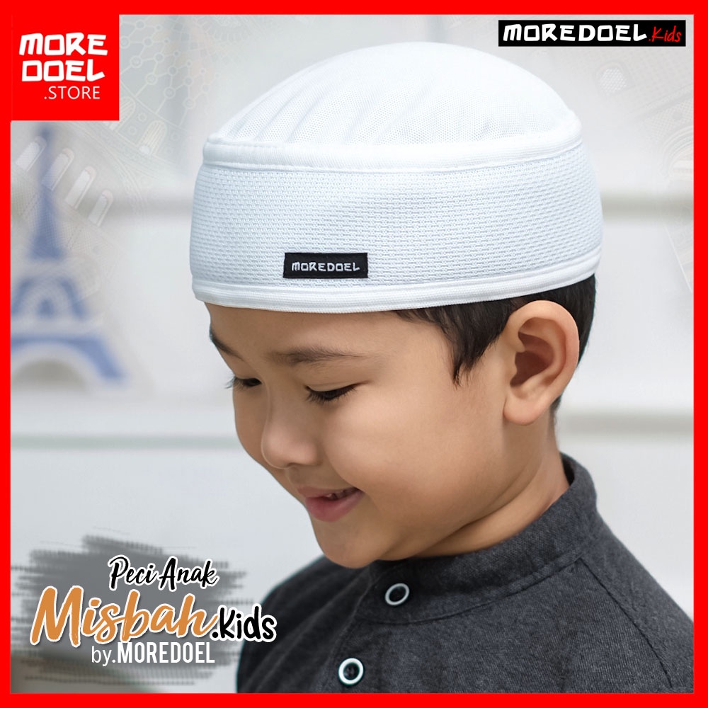 MOREDOEL - Kopiah Peci Putih Peci Dewasa Misbah Nyaman dan Casual