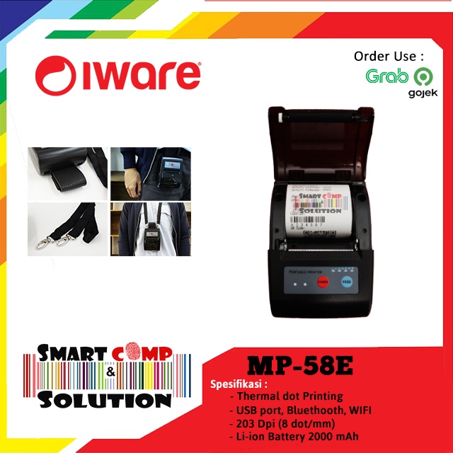 Printer Mobile Thermal Bluetooth 58mm Iware MP58E Setara Kassen MT200