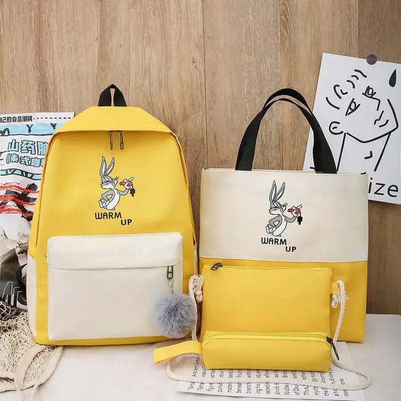 EL 6040 RISCE TAS 4IN1 RANSEL BUNNY IMPORT BLACK YELLOW GREEN PINK SEKOLAH SD SMP SMU WANITA CEWEK